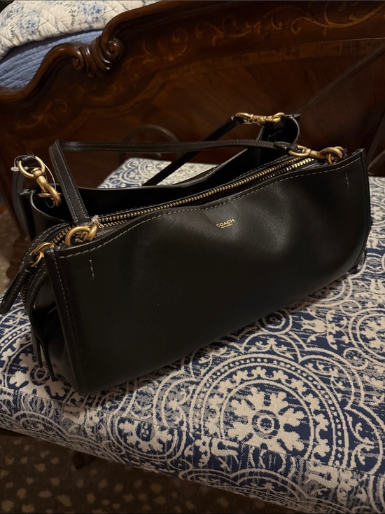 Coach Handbags - NEW****^Coach  Rogue 34 Black Leather Shoulder Bag with Gold Accents